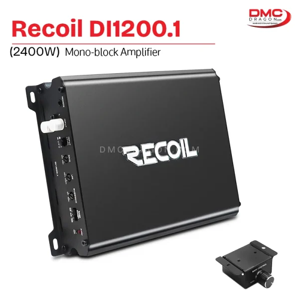 Recoil DI200.1 Car Audio Mono-block Subwoofer Amplifier 2400 Watts Remote Bass Knob