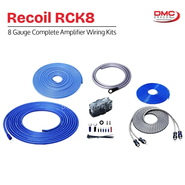 Recoil RCK8 True Spec 8 Gauge 2-Channel CCA Amplifier Wiring Kits with OFC RCA Cable