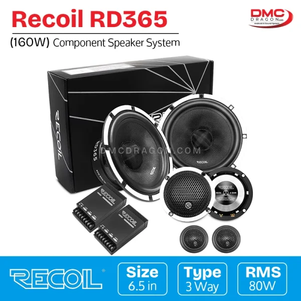 Recoil RD365 3-Way Echo Pro Car Audio Component Speaker 300W