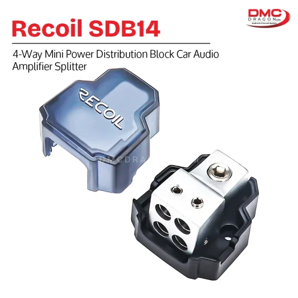 Recoil SDB14 Mini Power Distribution Block 4-Way Car Audio Amplifier Splitter
