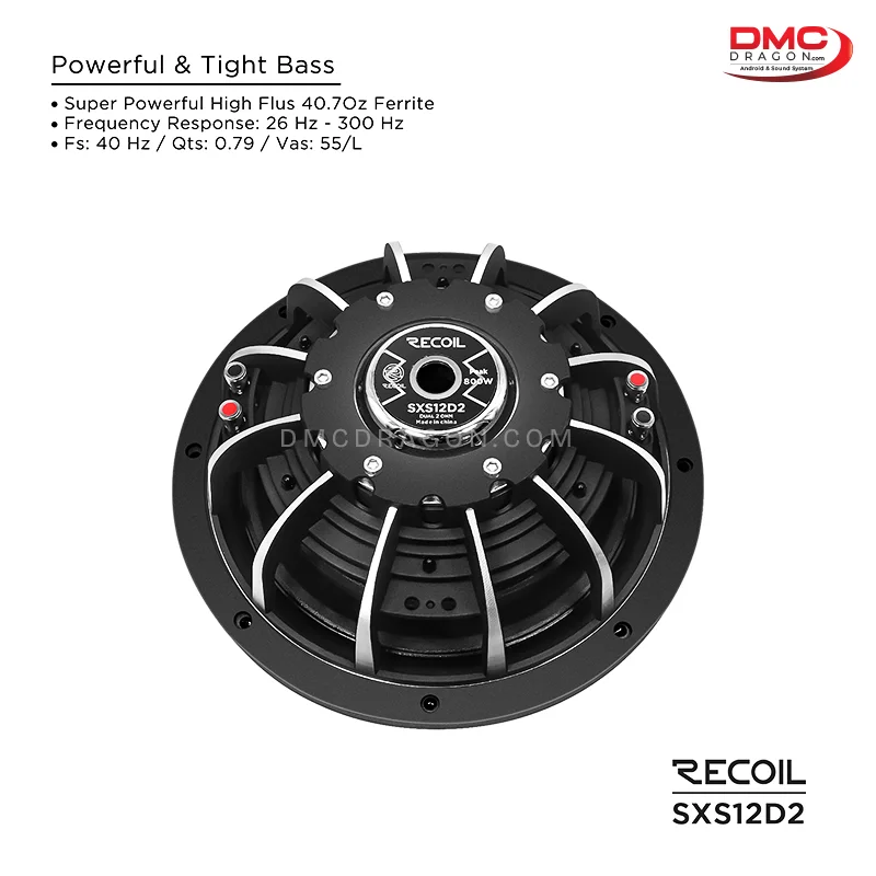 Recoil SXS12DS2 Ultra Shallow Dual 2Ohm Subwoofer 800W Max 12 inch