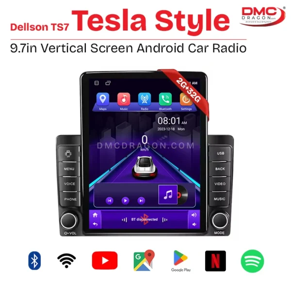 Tesla Style 9.7in Vertical Screen Android Car Radio 2GB+32GB Fit in all Cars