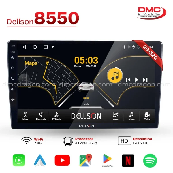 Dellson 8550 Android CarPlay IPS LCD Panel 2GB+32GB Fit in all Cars
