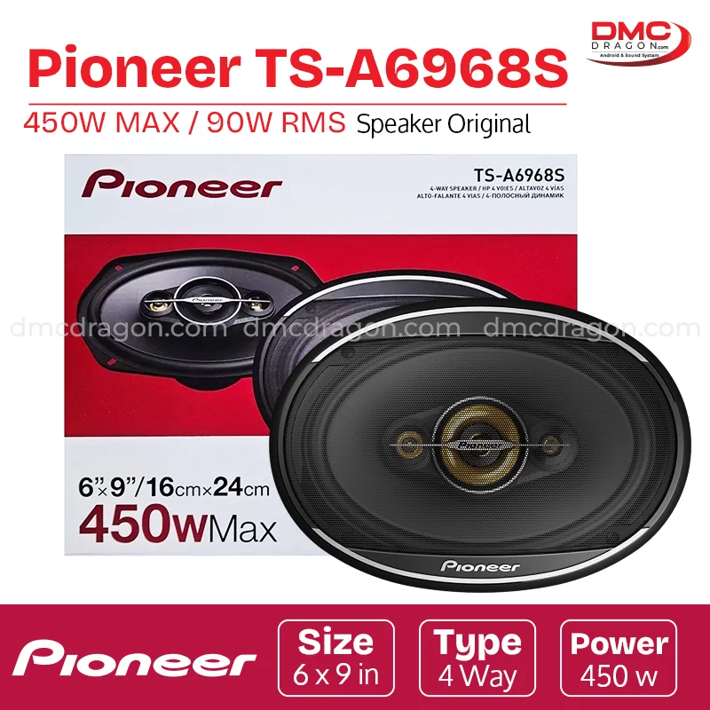 Pioneer TS-A6968S 450W MAX / 90W RMS 6″ X 9″ 4-Way Speaker | DMC
