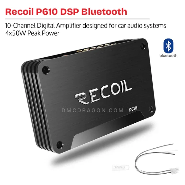 Recoil P610 Digital Signal Processor DSP Car 10-Channel Amplifier with Bluetooth | 4x50W Peak Power