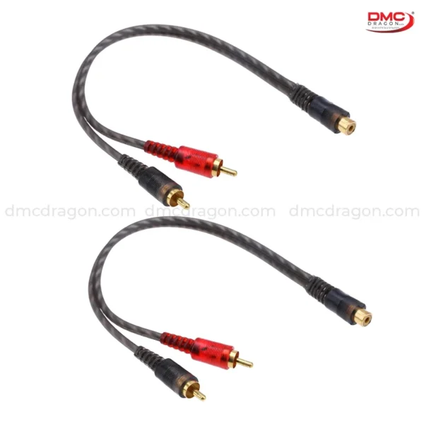 Y Jack Copper Splitter Adapter 1 Pair For Amplifier RCA Audio Cable 1RCA Female to 2RCA Male