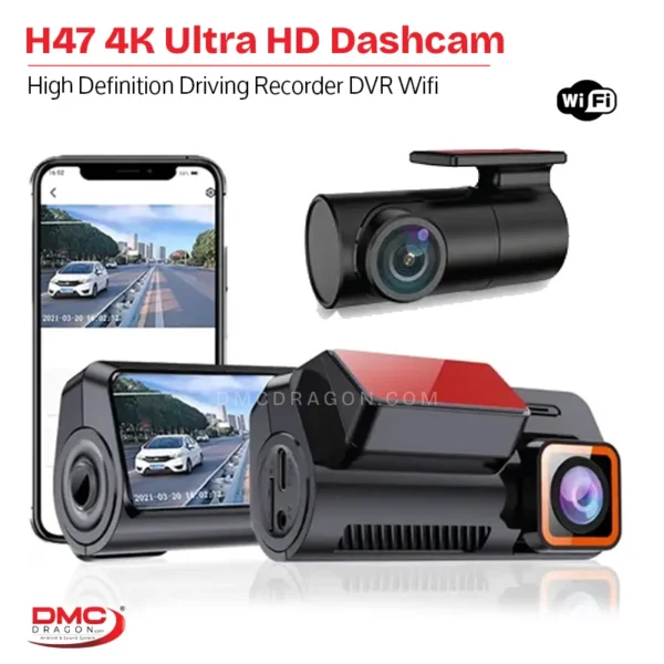 H47 4K Ultra HD Car Dashcam DVR Dual-Channel Driving Recorder WiFi