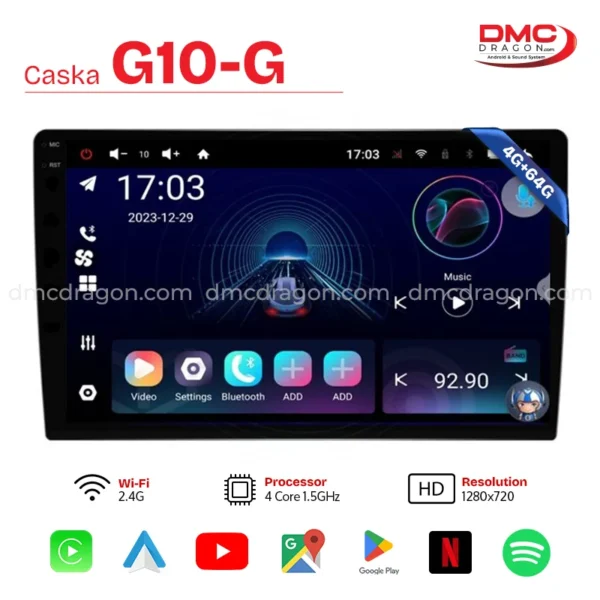Caska G10-G Android CarPlay Panel 4GB+64GB Dual Amplifier RCA7.1 Fits For All Cars