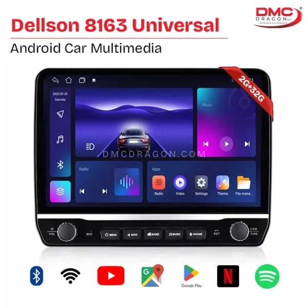 Dellson 8163 2GB+32GB Universal Android Car Multimedia Player 10.33in Screen
