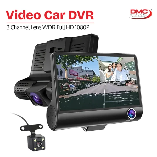 3-Channel 4" IPS Dash Camera Screen for Cars Full HD 1080P DVR