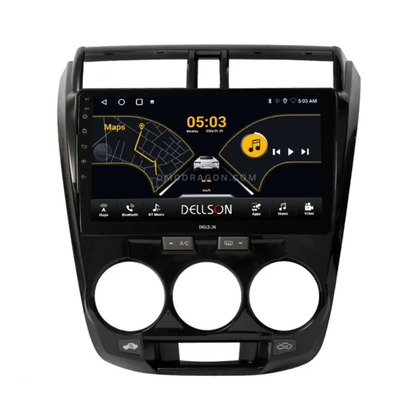 Honda City 2009-2021 Glossy Black Dellson 8550 Android Panel CarPlay | 10in IPS Screen