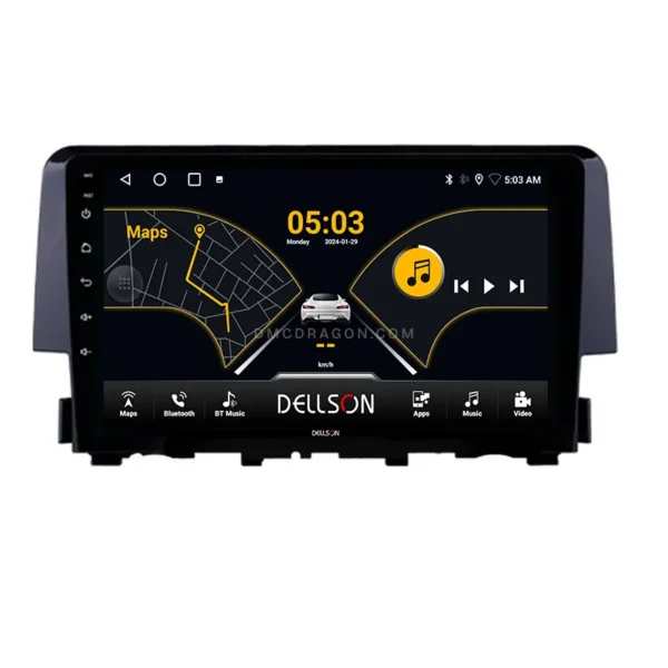 Honda Civic X 2016-2021 Dellson 8550 Android Panel CarPlay | 9in IPS Screen