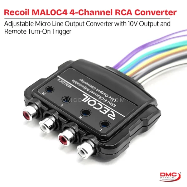 Recoil MALOC4 4-Channel Adjustable Micro Line RCA Output Converter with 10V Output