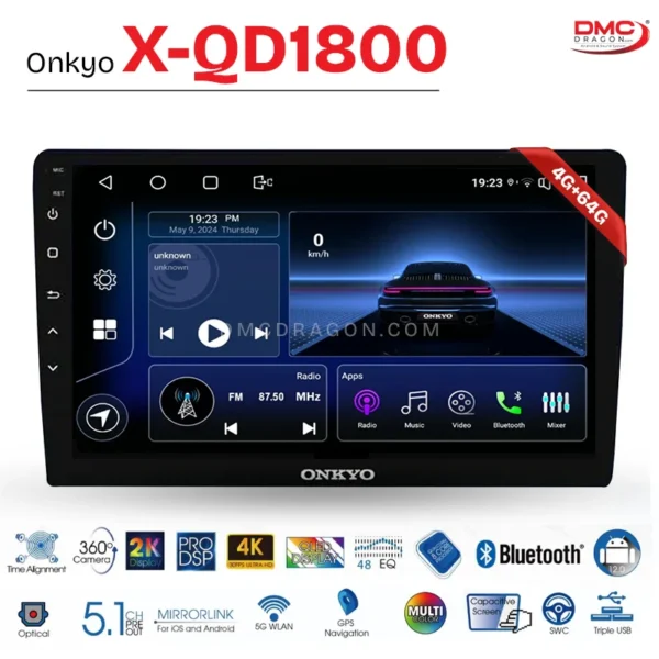Onkyo X-QD1800 Hifi Multimedia Android CarPlay LCD Screen 4GB+64GB Fits in all Cars