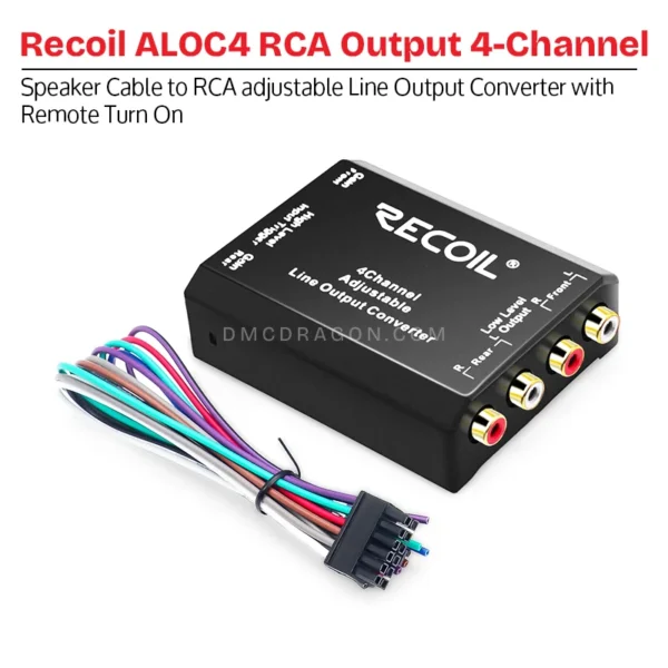 Recoil ALOC4 4-Channel Speaker Cable to RCA adjustable Line Output Converter with Remote Turn On