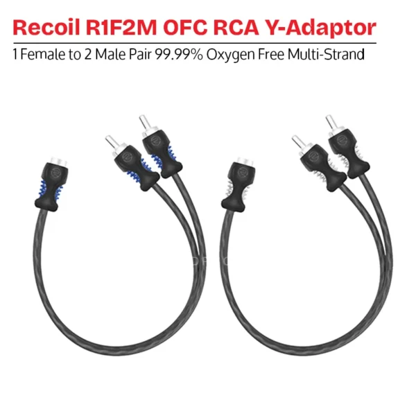 Recoil R1F2M Echo Series OFC RCA Y Adaptor 1 Female to 2 Male Pair
