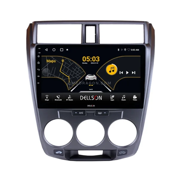 honda City 2009-2021 Grey Dellson 8550 Android Panel CarPlay | 10in IPS Screen