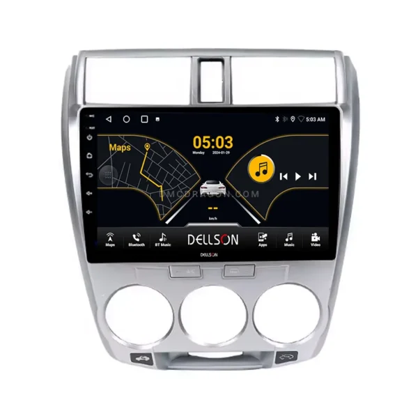 honda City 2009-2021 Silver Dellson 8550 Android Panel CarPlay | 10in IPS Screen