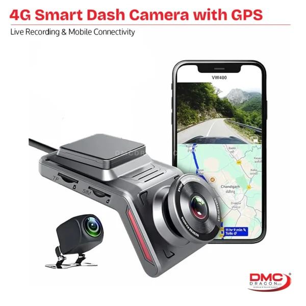 Smart 4G Sim Dash Cam DVR Full HD Live Recording & Mobile Monitoring Car DVR Dual Lens 1080P