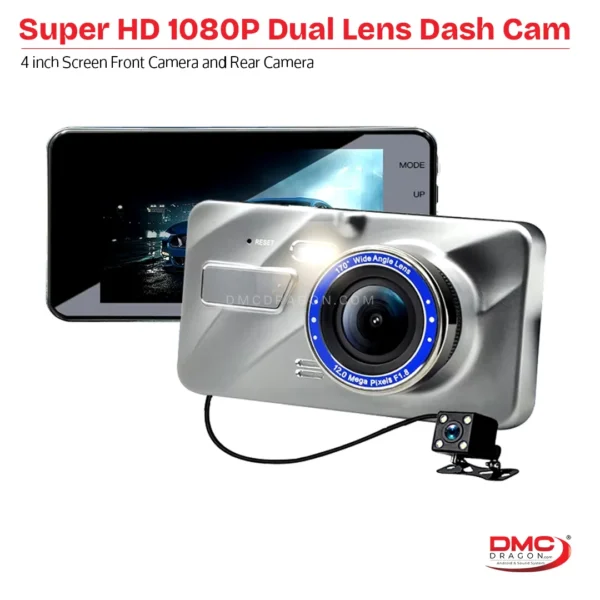 Super HD 1080P Dual Lens Dash Cam with Screen 4in
