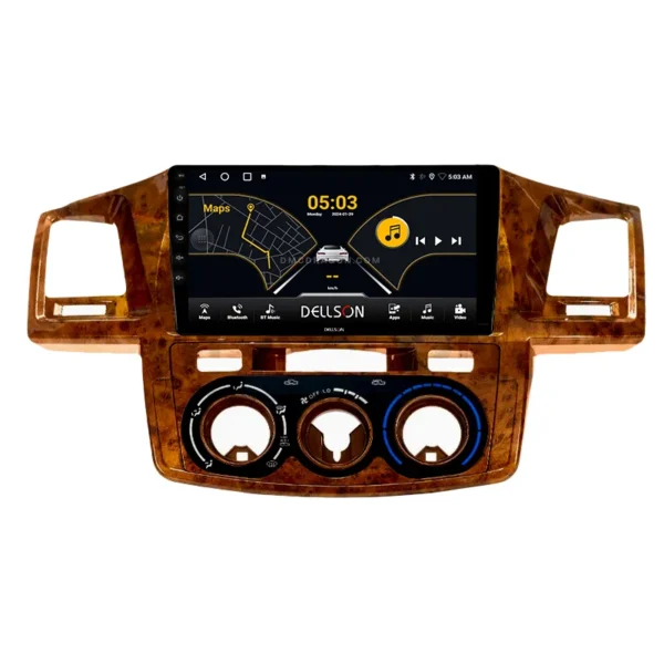 Toyota Fortuner Vigo Hilux 2005-2016 Wooden Color Dellson 8550 Android Panel CarPlay | 9in IPS Screen