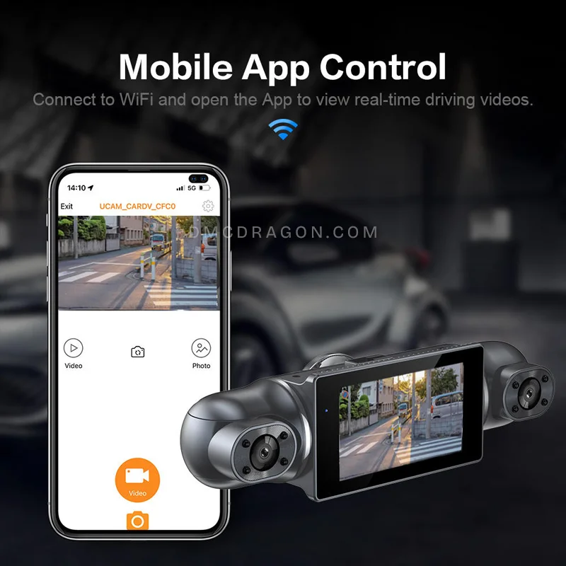 360 Degrees 4 Camera 1080P Car Dashcam DVR WiFi Mobile Control
