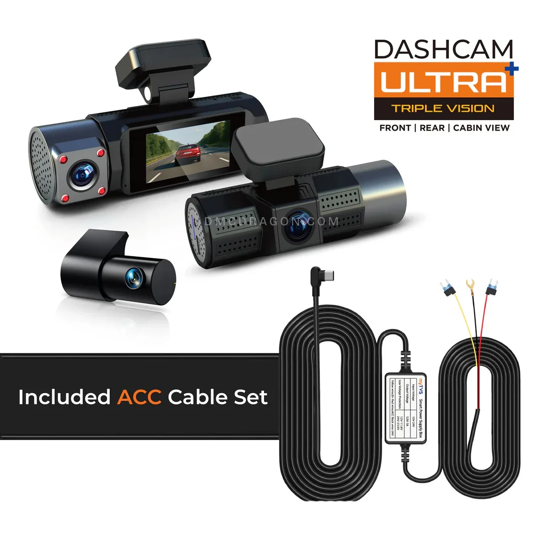Sansui E45 FHD Dash Cam 3 Channel 2K Recording with Wi Fi 3