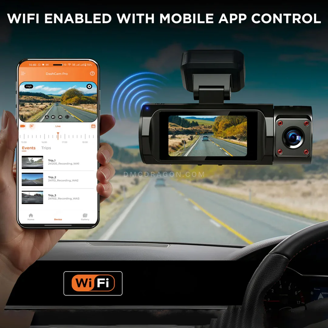 Sansui E45 FHD Dash Cam 3 Channel 2K Recording with Wi Fi 6