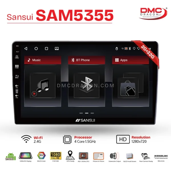 Sansui SAM5355 Android CarPlay LCD Panel 2GB+32GB Fit in all Cars
