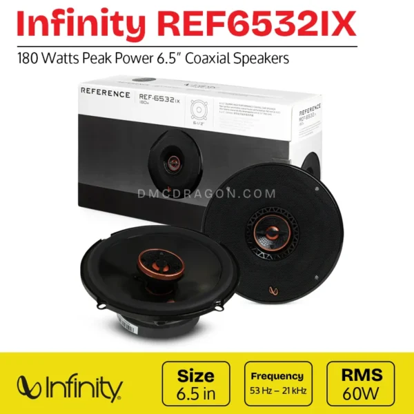 Infinity REF6532IX Coaxial Car Speaker 60 Watts RMS / 180 Watts Peak | 2 Way Audio Speakers