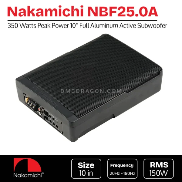 Nakamichi NBF25.0A 10" Under Seat Full Aluminum Active Subwoofer | RMS 150W / MAX 1000W