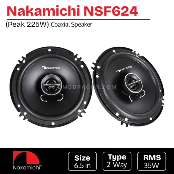 Nakamichi NSF624 6" 2-Way Coaxial Speakers | 35W RMS / 225W Peak