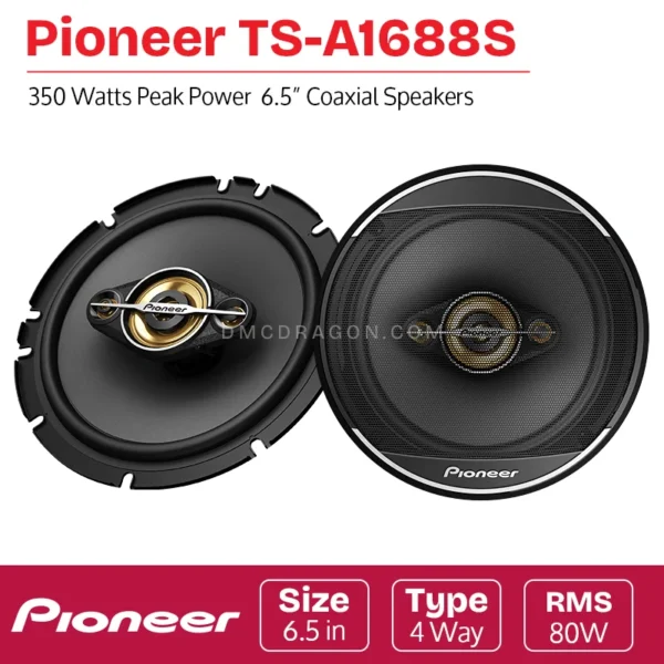 Pioneer TS-A1688S 6.5" Coaxial Car Speakers 80W RMS / 350W Max 4-Way Original