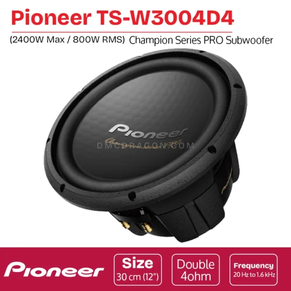 Pioneer TS-W3004D4 Champion Series PRO Subwoofer | Deeper and Louder Bass | 2400W MAX / 800W RMS Power