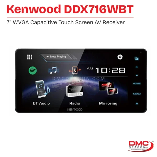 Kenwood DDX716WBT 7inch WVGA Capacitive Touch Screen AV Receiver | Advanced Bluetooth