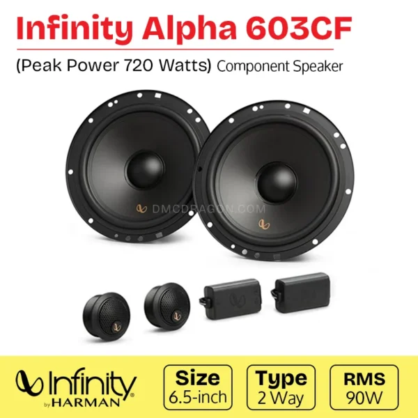 Infinity Alpha 603CF Car Component Speakers 720W Peak Power / 90W RMS Power | 2-Way | 6.5-inch
