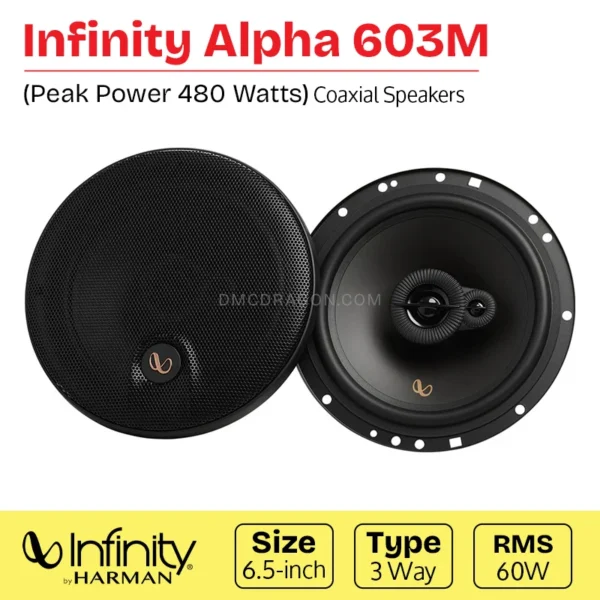 Infinity Alpha 603M Car Coaxial Speakers 480W Peak / 60W RMS | 3-Way Slim-Fit