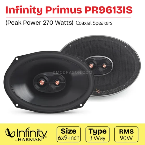 Infinity Primus PR9613IS 3-Way Coaxial Car Speakers 270W Peak Power / 90W RMS Power | High Performance 6x9-inch