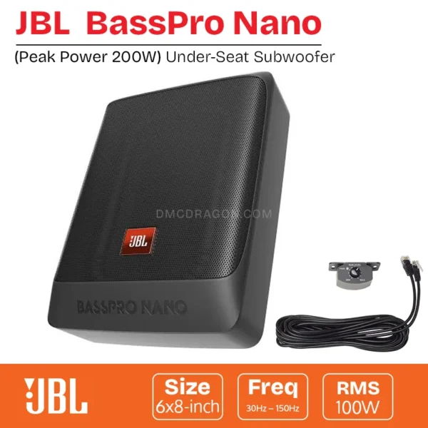 JBL BassPro Nano Under-Seat Base Tube Subwoofer 200W Peak / 100W RMS | Built-in Amplifier