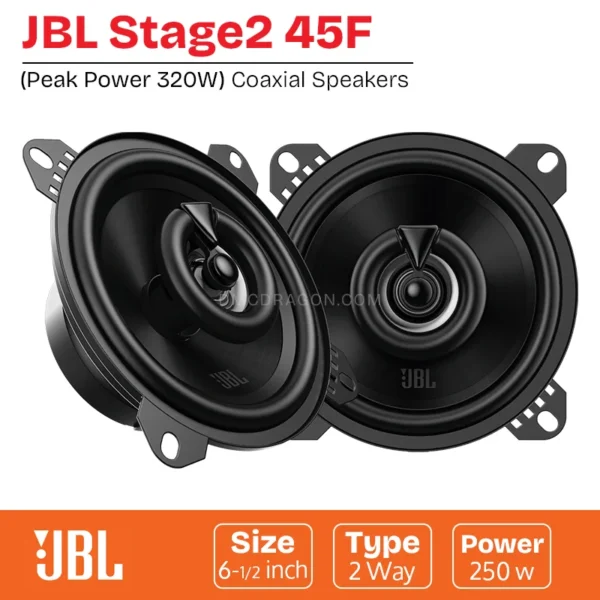 JBL Stage2 45F Car Coaxial Speakers 320W Peak / 40W RMS | 4-inch 2-Way Original