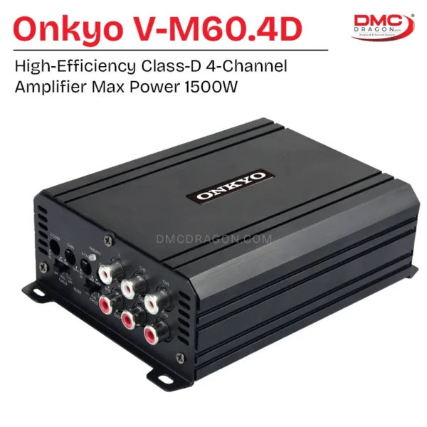 Onkyo V-M60.4D Ultra-Compact High-Efficiency Class-D 4-Channel Amplifier Max Power 1500W | Bridgeable Amplifier