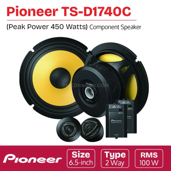 Pioneer TS-D1740C Car Component Speaker Peak Power 450W / RMS Power 100W 2-Way Original
