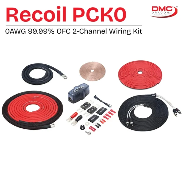 Recoil PCK0 Premium True 0 AWG 99.99% Oxygen-Free Copper OFC 2-Channel Amplifier Wiring Kit