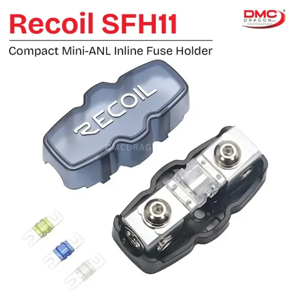 Recoil SFH11 Super Compact Mini-ANL Inline Fuse Holder 4/8 Gauge | Safe Electrical Insulation & Maximum Power Transfer For Amplifier Installations