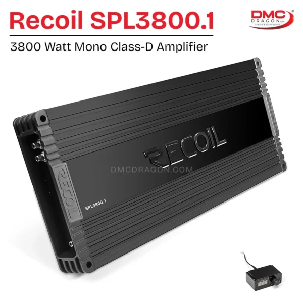 Recoil SPL3800.1 Black Myth Mono Class-D Amplifier 3800W | Remote Bass Boost | 1-Ohm Stable | Mosfet Power Supply