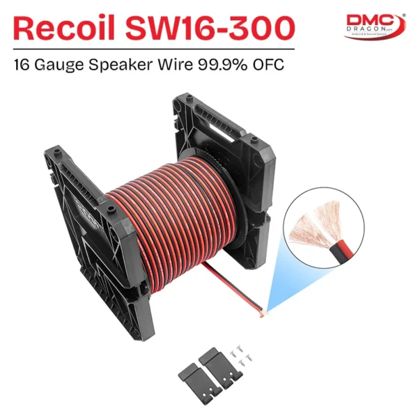 Recoil SW16-300 Premium True Spec 16 Gauge Speaker Wire 99.99% Oxygen-Free Pure Copper OFC | Super Flexible Jacket