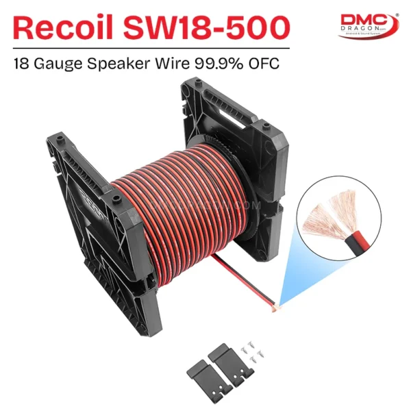 Recoil SW18-500 Premium True Spec 18 Gauge Speaker Wire 99.9% Oxygen-Free Pure Copper OFC | Super Flexible Jacket
