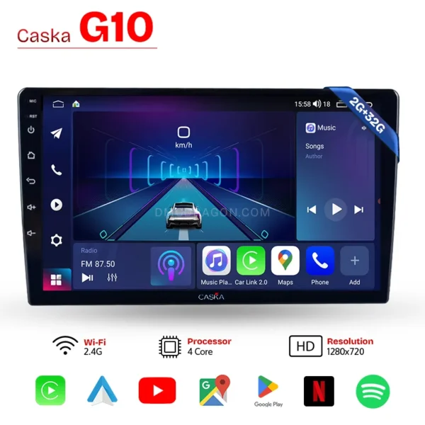 Caska G10 Android CarPlay Panel & Head Unit | 2GB+32GB | SIM Card Support Universal Fit