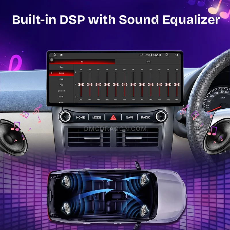 Toyota Corolla 2007 2013 New Style 12.3 inch screen Built in DSP Sound Equalizer